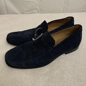 Flag Ltd Napa Glove Perforated Navy Suede Loafers Mens 10 Slip On New